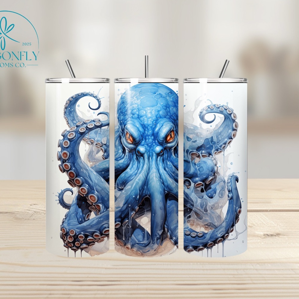 20oz Skinny Stainless Steel Tumbler - Kraken